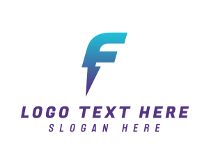 Electric - Blue Bolt Letter F logo design