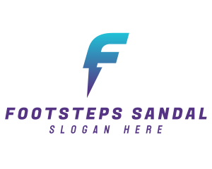 Blue Bolt Letter F logo design