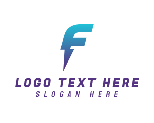 Storm - Blue Bolt Letter F logo design
