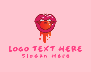 Lipstick - Naughty Juicy Tomato Lips logo design