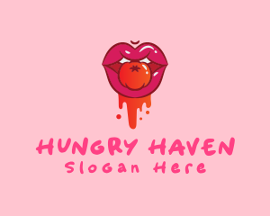 Hungry - Naughty Juicy Tomato Lips logo design