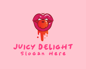 Juicy - Naughty Juicy Tomato Lips logo design