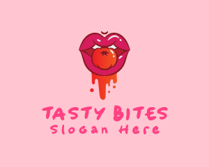 Naughty Juicy Tomato Lips logo design