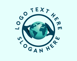 World - Global Earth Hand logo design