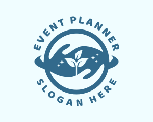 Eco Friendly - Blue Plant Hands logo design
