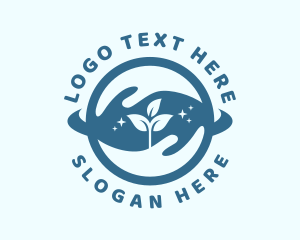 Eco - Blue Plant Hands logo design