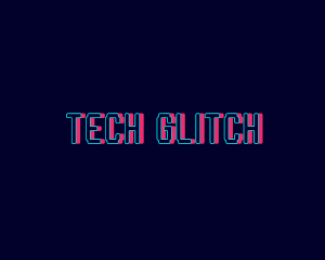 Tech Neon Glitch logo design