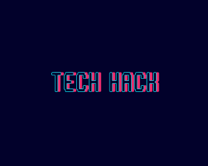 Tech Neon Glitch logo design