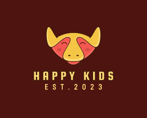 Happy Cute Bull logo design