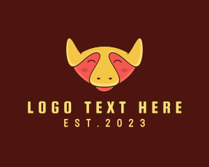 Mascot - Happy Cute Bull logo design