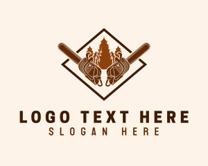 Woodcutter - Forest Lumberjack Chainsaw logo design