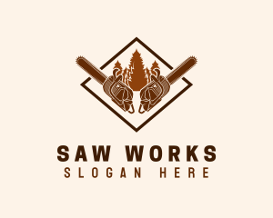 Forest Lumberjack Chainsaw logo design