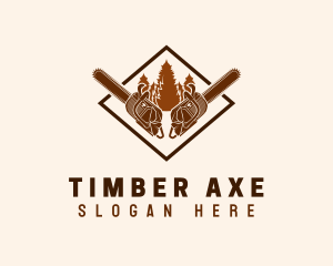 Forest Lumberjack Chainsaw logo design