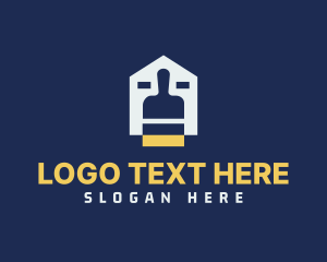 Negative Space - House Paint Brush Remodel logo design