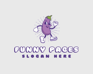 Funny Eggplant Mascot logo design