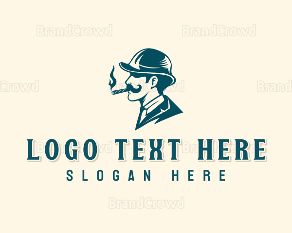 Mustache Gentleman Hat Logo