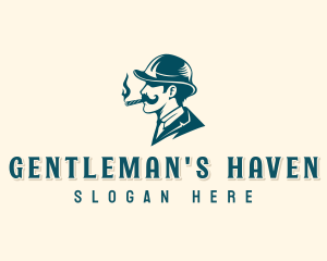 Mustache Gentleman Hat logo design