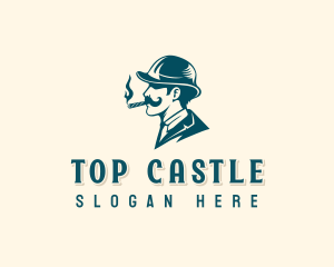 Mustache Gentleman Hat logo design