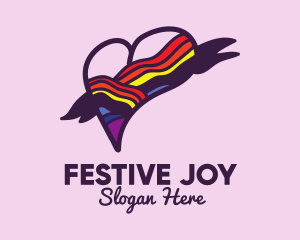 Festive Rainbow Heart Banner logo design