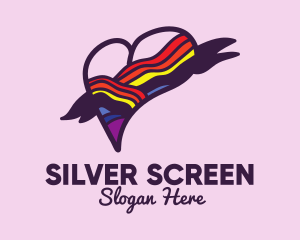 Lesbian - Festive Rainbow Heart Banner logo design