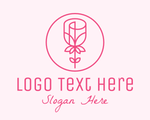 Flower - Minimalist Pink Rose logo design