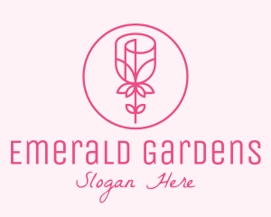 Minimalist Pink Rose logo design