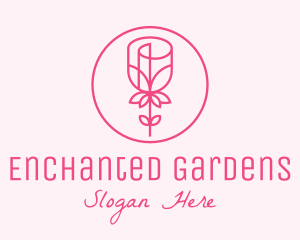 Minimalist Pink Rose logo design