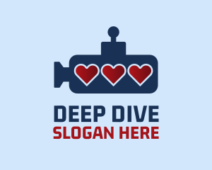 Submarine - Underwater Submarine Heart logo design