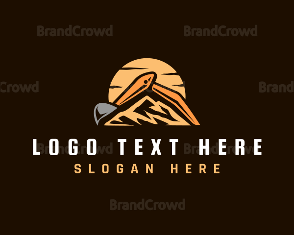 Excavator Mountain Sunset Logo