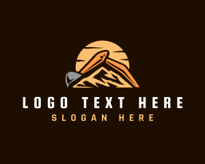 Industrial - Excavator Mountain Sunset logo design