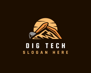 Excavator Mountain Sunset logo design