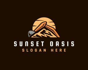 Excavator Mountain Sunset logo design