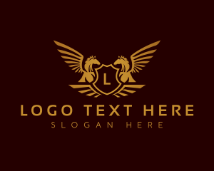 Deluxe - Luxury Shield Pegasus logo design