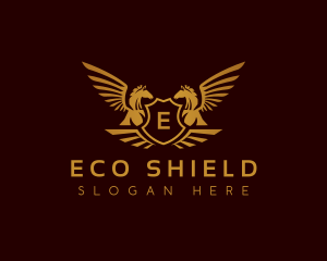 Luxury Shield Pegasus logo design