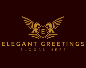 Luxury Shield Pegasus logo design