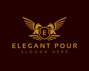 Luxury Shield Pegasus logo design