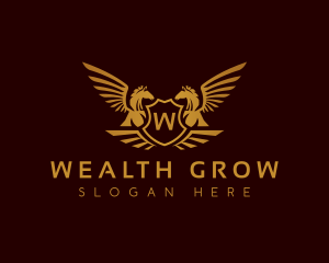 Luxury Shield Pegasus logo design