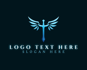 Excalibur Wing Sword logo design