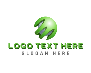 Telecommunications - Green Technology 3D Globe logo design