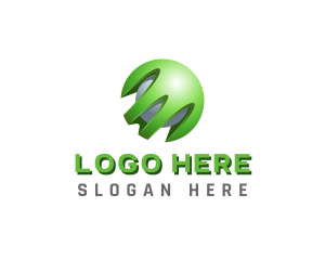 Networking - Green Technology 3D Globe logo design