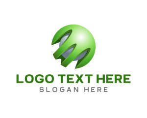 3d - Green Technology 3D Globe logo design