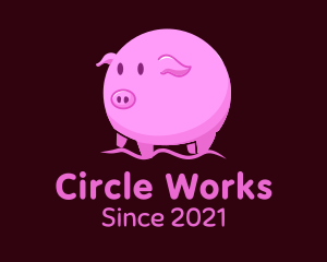 Round - Cute Round Piglet logo design