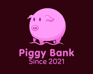 Piggy - Cute Round Piglet logo design