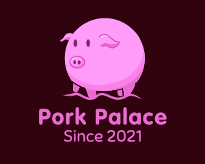 Swine - Cute Round Piglet logo design