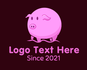 Piggy - Cute Round Piglet logo design