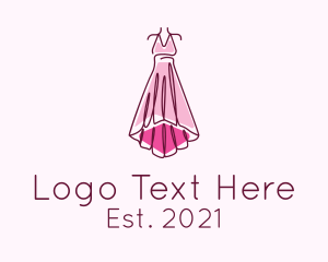 Dressmaking - Pink Elegant Dress logo design