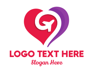 Travel Agent - Honeymoon Heart Plane logo design