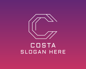 Geometric Hexagon Letter C logo design