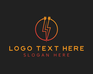 Power Plant - Electrical Plug Thunder logo design