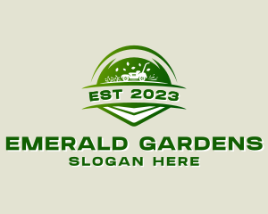 Gardening Grass Lawn Mower logo design